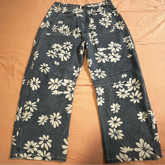 New Collection Ked Women Laser Daisy Flower Barrel Jeans Hippy Boho Slouchy Sz16 - Picture 4 of 8